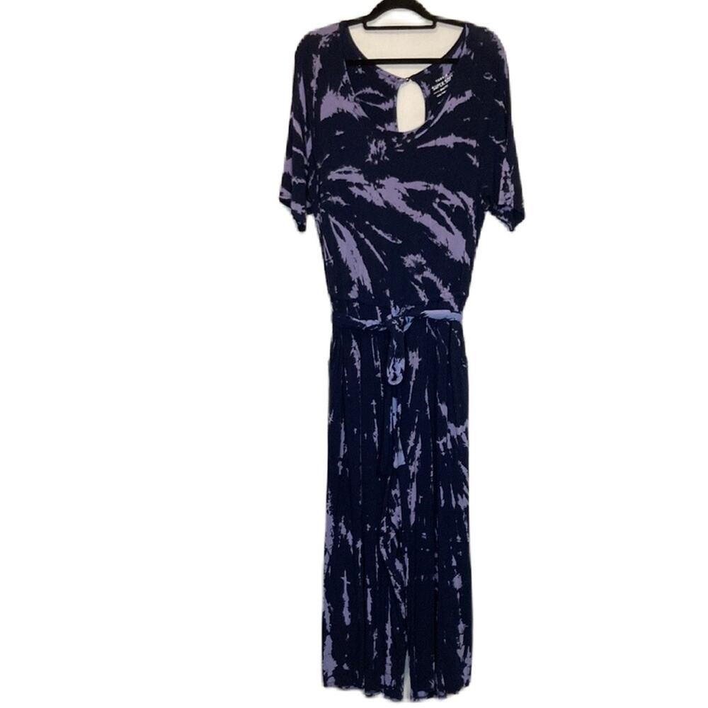 Torrid Navy Tie Dye Super Soft Culotte Jumpsuit W/ Pockets Waist Tie Size 2